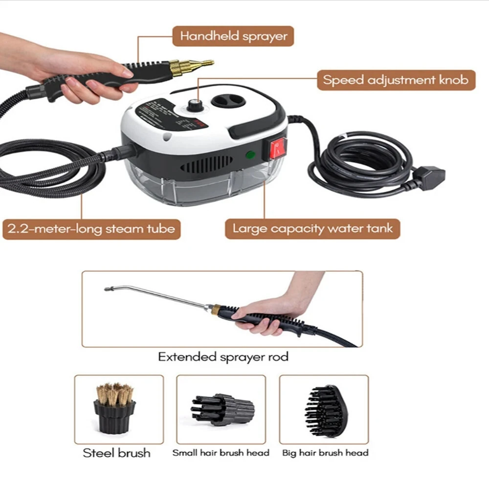 (image for) 2500W High Temperature Steam Cleaner 220V EU Plug High Pressure Sterilization for for Home Use Car Air Conditioning Kitchen Hood Home Use