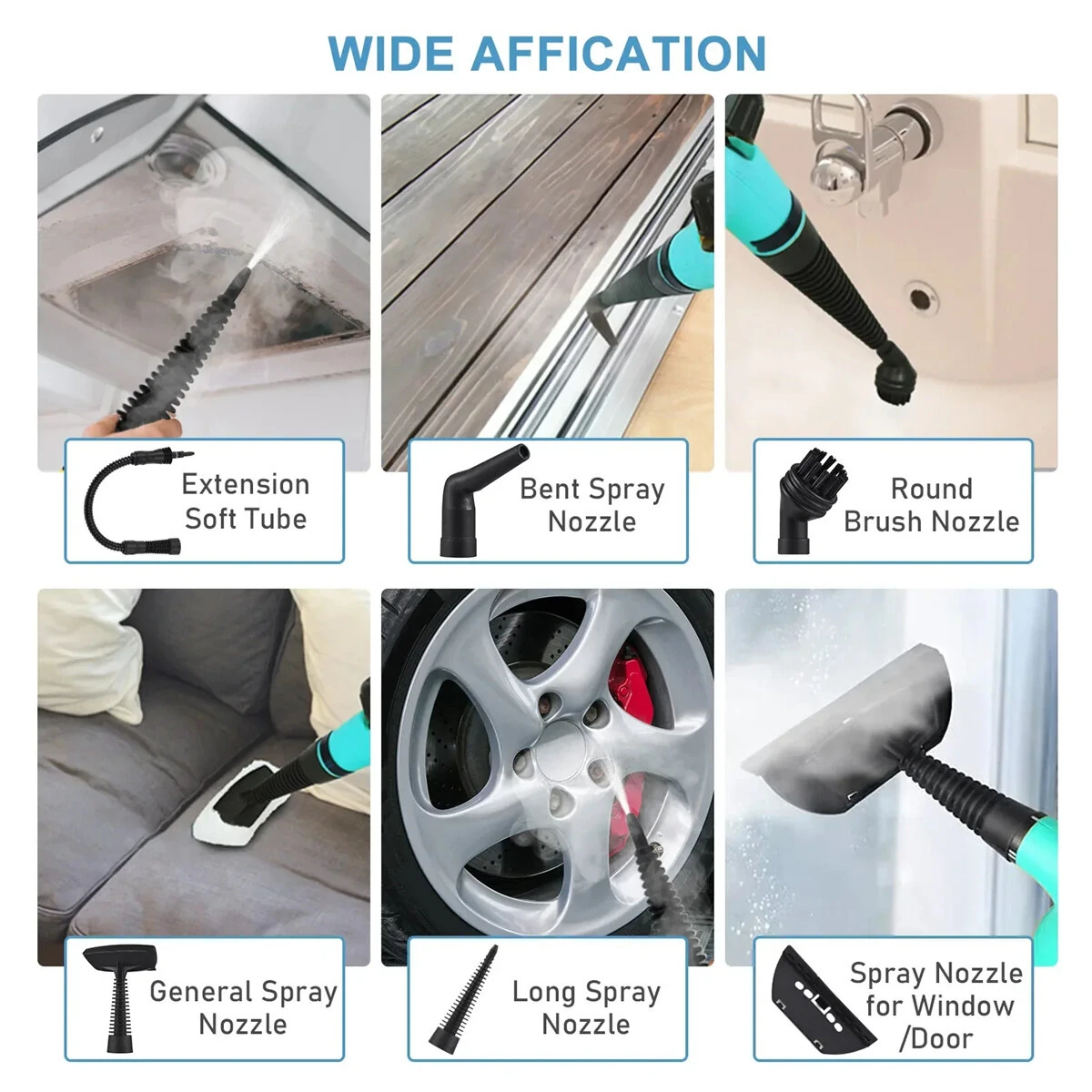 (image for) Handheld Steam Cleaning Machine 1050W High Temperature Steamer 3.0 bar Pressure 2-Minute Heat Up Multi Surface Versatility for Home Kitchen Bathroom Car
